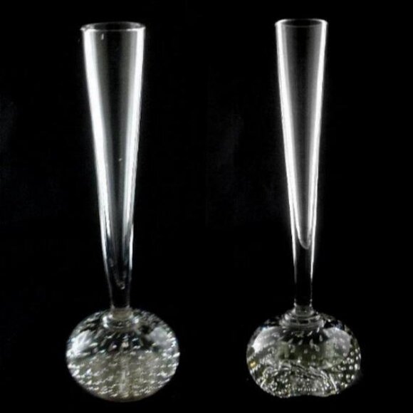 Pair of Pairpoint 9" Tall Controlled Bubble Bud Vases - Picture 1 of 2